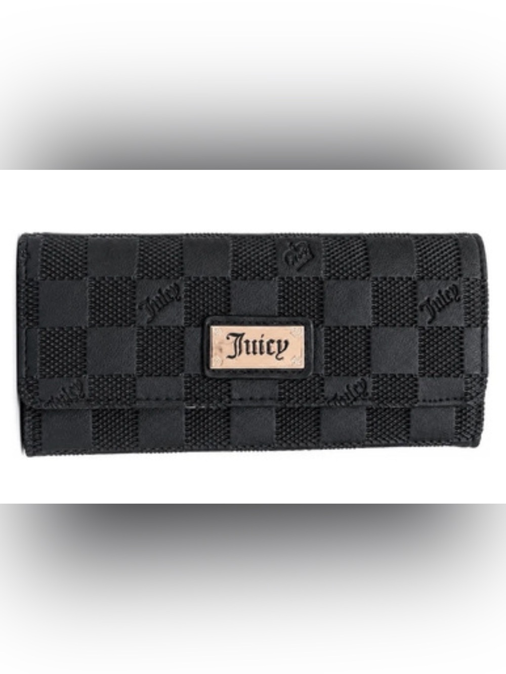 Juicy Couture Black Checker Plaque Wallet